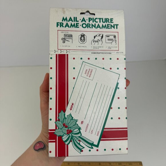 Vtg 92 Giny Inc Mail Pic Frame Ornament Santa Christmas Holiday w Orig Box READ - Picture 11 of 11